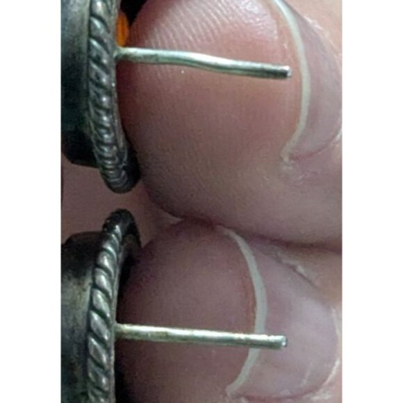 Sterling Silver 925 Amber Oval Stud Earrings Retro Chic Jewelry - Picture 8 of 11